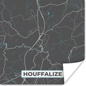 Poster België – Houffalize – Stadskaart – Kaart – Blauw – Plattegrond - 75x75 cm