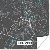 Poster België – Leuven – Stadskaart – Kaart – Blauw – Plattegrond - 50x50 cm