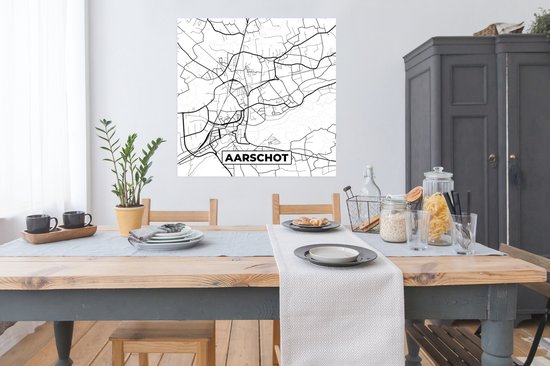 Poster Zwart Wit – België – Plattegrond – Stadskaart – Kaart – Aarschot - 100x100 cm XXL