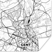 Poster Stadskaart – Plattegrond – België – Zwart Wit – Gent – Kaart - 50x50 cm