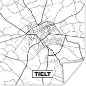 Poster Stadskaart – Plattegrond – België – Zwart Wit – Tielt – Kaart - 75x75 cm