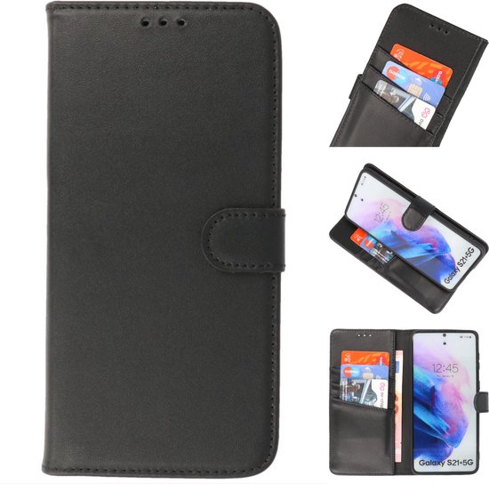 Giuliano - Étui pour Samsung Galaxy S21 FE - Étui pour téléphone BookCase en cuir - Zwart