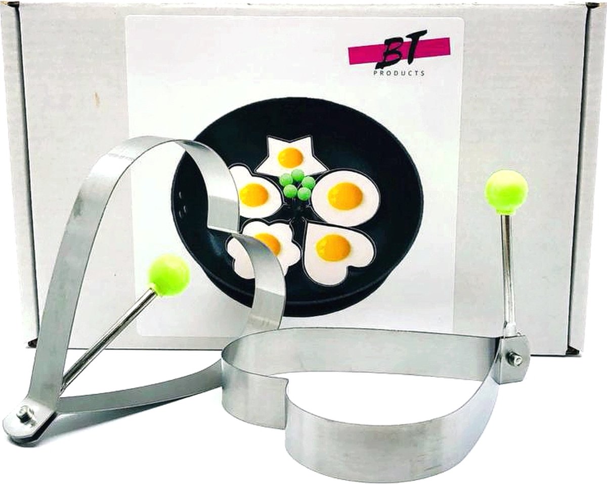 2 Maal RVS Bakvorm Voor Gebakken Ei In Een Hart Vorm - Verras Je Geliefde Op Een Heel Speciaal Ontbijt - Super Leuk Valentijn Cadeau