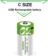 Oplaadbare / Herlaadbare batterijen Type C 1,5 Volt 5000 mWh met USB Type-C Kabel opladen - Duurzame Keuze - Lithium C batterij - 2 stuks