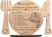 Recept oma - houten wenskaart - kaart van hout om oma te bedanken - Moederdag - gepersonaliseerd - 17.5 x 25 cm