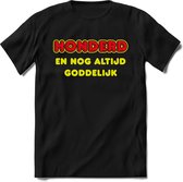 100 Jaar Goddelijk - Feest kado T-Shirt Heren / Dames - Geel / Rood - Perfect Verjaardag Cadeau Shirt - grappige Spreuken, Zinnen en Teksten. Maat XL