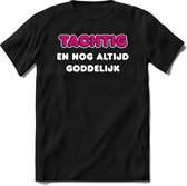 80 Jaar Goddelijk - Feest kado T-Shirt Heren / Dames - Wit / Roze - Perfect Verjaardag Cadeau Shirt - grappige Spreuken, Zinnen en Teksten. Maat 3XL