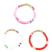 Boho kralen armband | bohemian | roze | zomer | set van 3