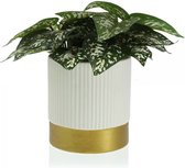 Pico NL® Bloempot keramisch wit - Bloempot voor binnen en buiten - Bloempot goud - 16 x 17 x 16 cm