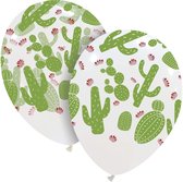 Cactus ballonnen, 6 stuks, latex, 30 cm, wit/transparant bedrukt met cactussen