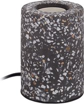 Relaxdays tafellamp terrazzo - nachtlamp - E27 - cilinder - 10 cm hoog - diverse kleuren - zwart