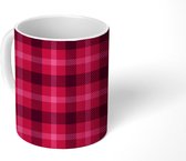 Mok - Koffiemok - Roze - Plaid - Patronen - Plaids - Mokken - 350 ML - Beker - Koffiemokken - Theemok