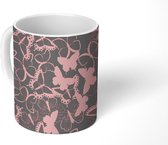 Mok - Koffiemok - Dieren - Vlinders - Patronen - Mokken - 350 ML - Beker - Koffiemokken - Theemok