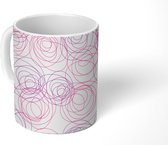 Mok - Koffiemok - Line Art - Rozen - Patronen - Mokken - 350 ML - Beker - Koffiemokken - Theemok