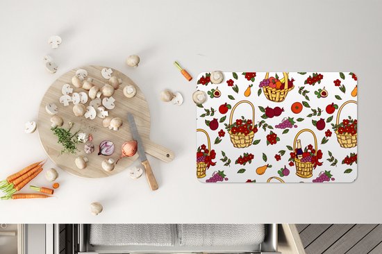 Set de Table - Napperons en Plastique - Panier - Fruits - Motifs - 45x30 cm - 6 pièces - Résistant à la Chaleur - Antidérapant - Pad - Amovible