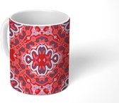 Mok - Koffiemok - Patroon - Rood - Abstract - Mokken - 350 ML - Beker - Koffiemokken - Theemok