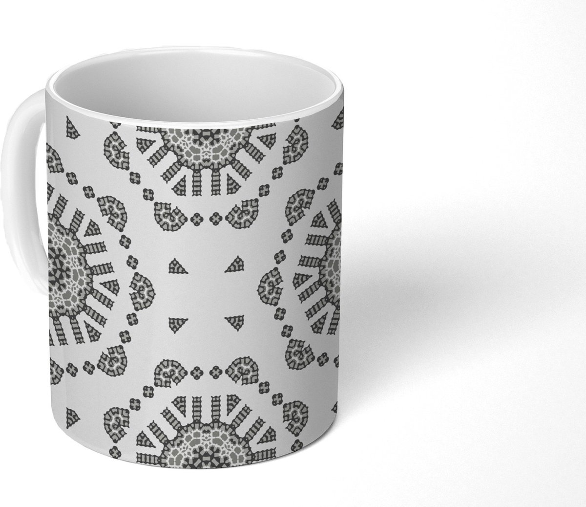 Mok - Koffiemok - Mandala - Patronen - Zwart Wit - Mokken - 350 ML - Beker - Koffiemokken - Theemok