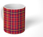 Mok - Koffiemok - Tartan - Rood - Plaid - Design - Mokken - 350 ML - Beker - Koffiemokken - Theemok