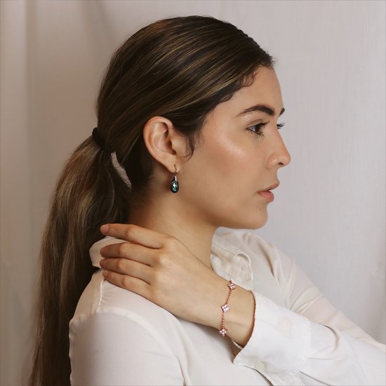 Shoplace ® - Bracelet femme Clover avec cristaux Swarovski - Plaqué or rose 18 carats - Bracelet Swarovski - Coffret cadeau - ⌀ 20cm - Or rose