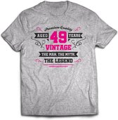 49 Jaar Legend - Feest kado T-Shirt Heren / Dames - Antraciet Grijs / Roze - Perfect Verjaardag Cadeau Shirt - grappige Spreuken, Zinnen en Teksten. Maat L