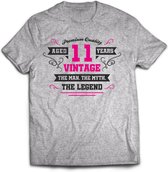 11 Jaar Legend - Feest kado T-Shirt Heren / Dames - Antraciet Grijs / Roze - Perfect Verjaardag Cadeau Shirt - grappige Spreuken, Zinnen en Teksten. Maat M