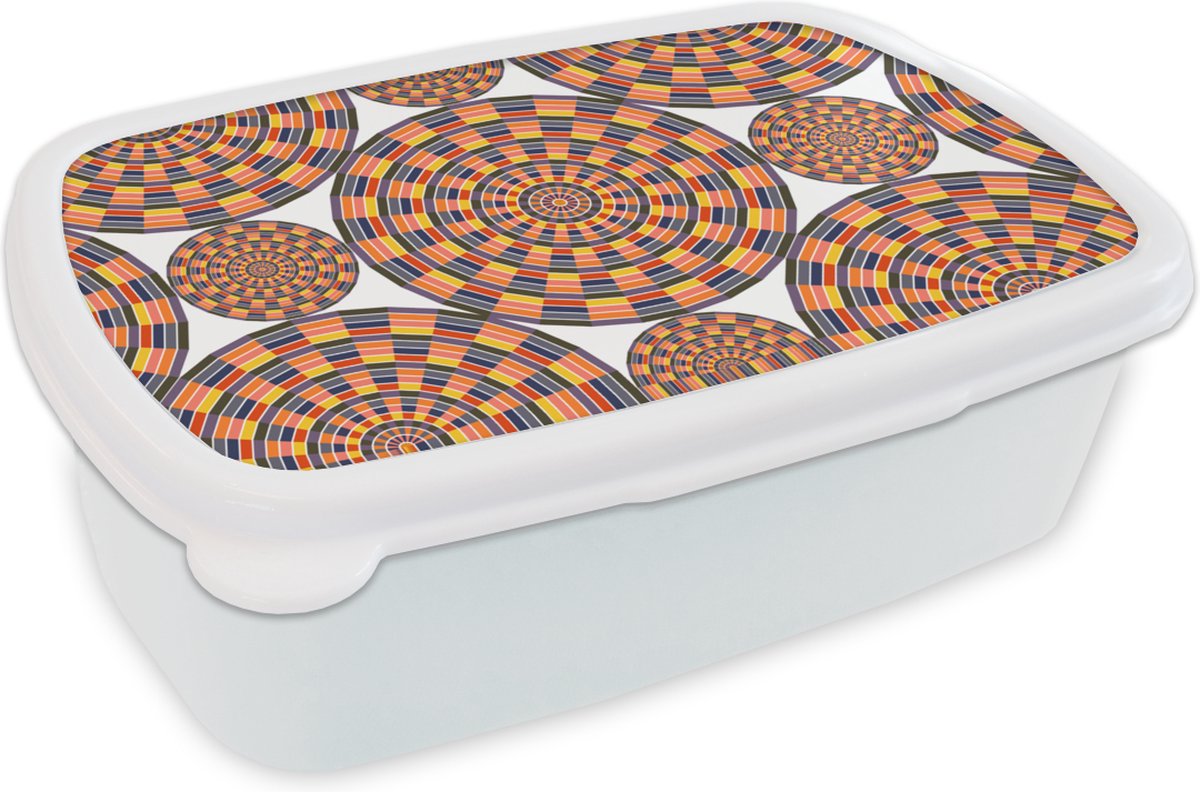 Broodtrommel Wit - Lunchbox - Brooddoos - Mandala - Mexico - Patroon - 18x12x6 cm - Volwassenen