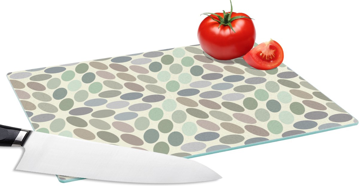 Glazen Snijplank - 28x20 - Vintage - Stippen - 3D - Patroon - Snijplanken Glas