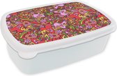 Broodtrommel Wit - Lunchbox - Brooddoos - Design - Hart - Valentijnsdag - 18x12x6 cm - Volwassenen