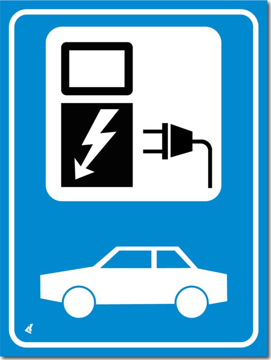 Gebod parkeerbord laadpunt elektrische auto bord 40 x 30 cm