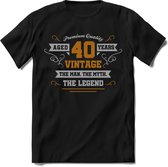 40 Jaar Legend - Feest kado T-Shirt Heren / Dames - Zilver / Goud - Perfect Verjaardag Cadeau Shirt - grappige Spreuken, Zinnen en Teksten. Maat M