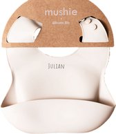 Mushie Siliconen Baby Slabbetje met Opvangbakje met naam | Shifting Sand | BPA + ftalaatvrij| afwasbaar| Bibs kleuren| slabbetje met naam | gepersonaliseerd cadeautje