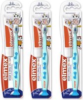 ELMEX | Tandenborstel voor kinderen | Bundel 3 stuks | 0-3 Jaar | Blauw