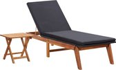 vidaXL Ligbed met tafel poly rattan en massief acaciahout