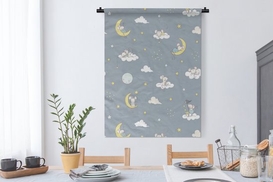 Tapisserie - Tapisserie - Souris - Lune - Motifs - 90x120 cm - Tapisserie