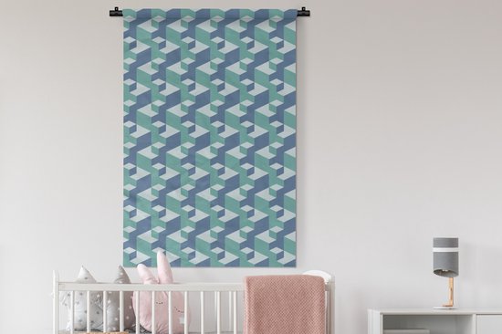 Wandkleed - Wanddoek - Patronen - Kubus - 3D - 90x135 cm - Wandtapijt