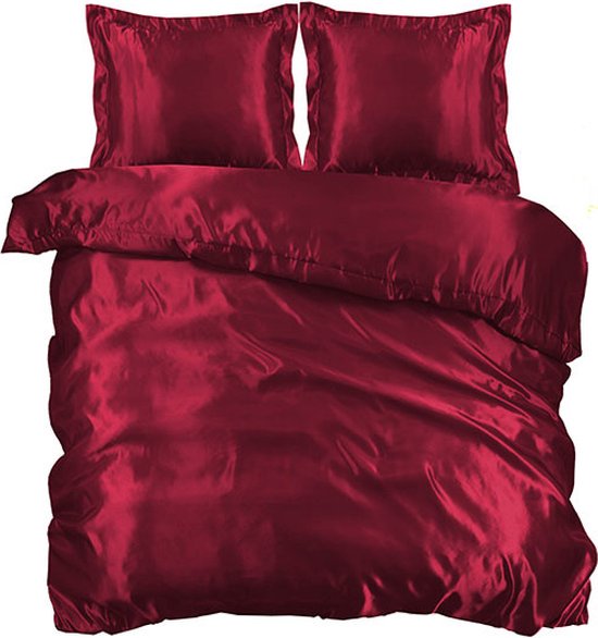 Beauty Silk - Housse de couette Satin - Rouge - 240x200 / 220
