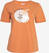 EVIVA - T-shirt met print en ronde hals - koraal oranje