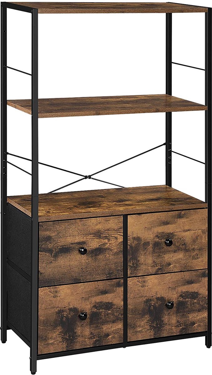 HOMCOM bijzettafel met stoffen vak, salontafel, banktafel met stalen frame, nachtkastje, salontafel voor slaapkamer, woonkamer, donkerbruin zwart, 49 x 19 x 55 cm