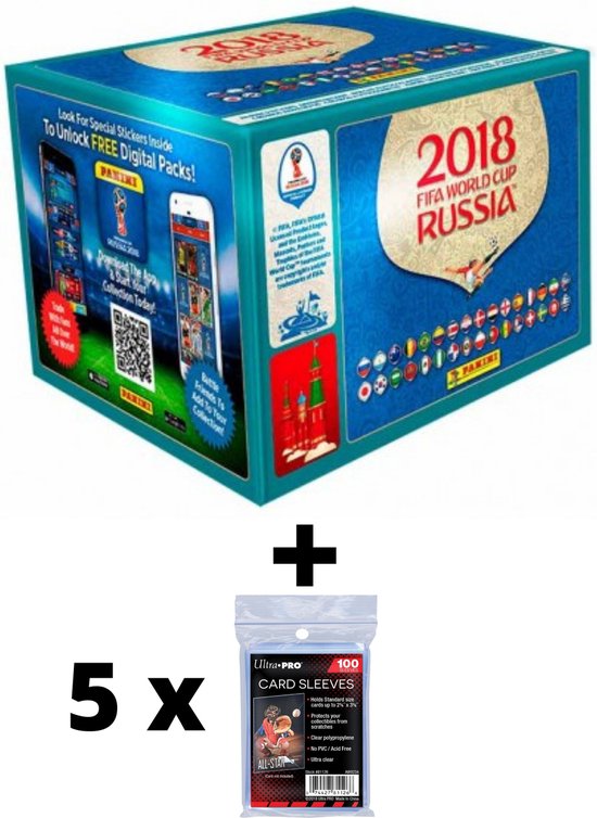 Afbeelding van het spel World Cup Russia 2018 Panini Box 104 Packs South America Ed + Ultra Pro Sleeves 5 x