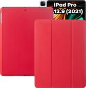 iPad Pro 12.9 Hoes - iPad Pro 12.9 Hoesje 2021 met Apple Pencil Vakje - Rood - Case geschikt voor Apple iPad Pro 12.9 3e generatie