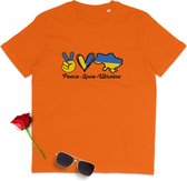 Heren en Dames T Shirt Unisex - Oekraïne - Oranje - Maat L