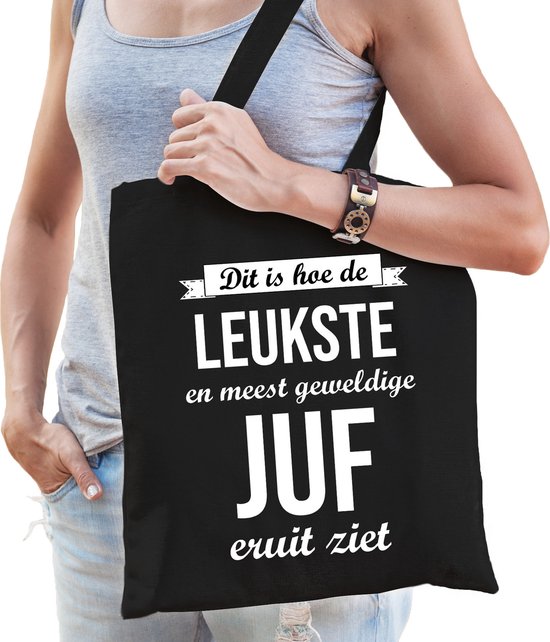 Sac cadeau en coton pour professeur le plus mignon noir pour femme - sac cadeau d'anniversaire pour un enseignant / enseignant / enseignant / merci