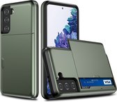 Samsung S21 Plus pashouder hoesje - pasjes - Telehoesje - slide armor - Samsung - Android - Opberging - Creditcard - 2 in 1 - In 7 kleuren - Zwart - Donker blauw - Donker groen - Grijs - Goud