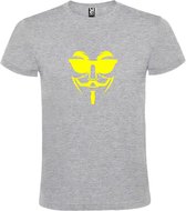 Grijs T shirt met print van " Vendetta " print Neon Geel size M