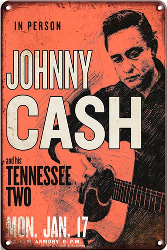 Signs-USA - Concert Sign - metaal - Johnny Cash - Tennessee-Two - 30 x 40 cm