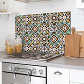 Crearreda – Metaal - Keuken achterwand – Spatscherm - Kookplaat Paneel Keuken Spatbescherming - Aluminium Metaal - Tegel Mozaiek Azulejos - 48 x 72 cm (HxL)