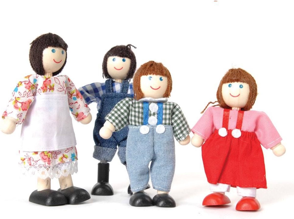 Houten Tidlo poppenhuis poppetjes Boerenfamilie