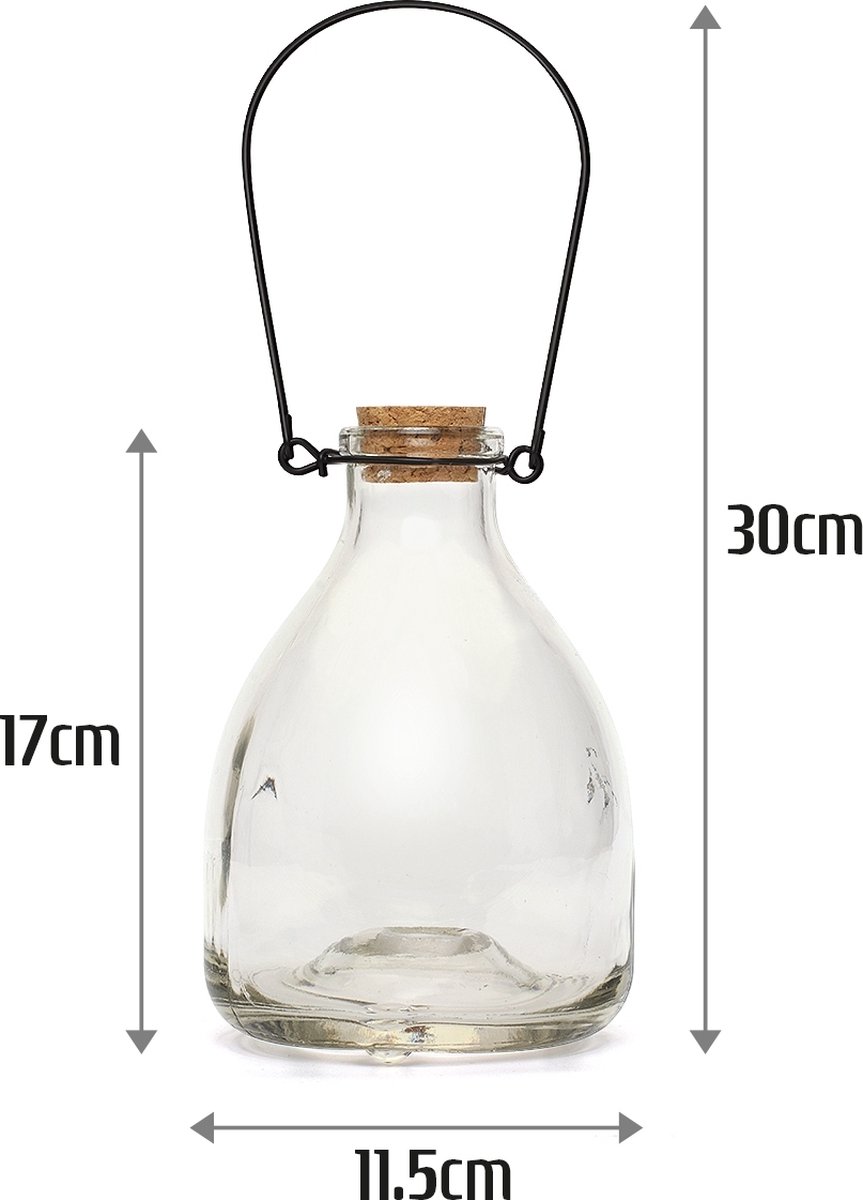 Wespenvanger glas ribbel 17cm kleuren - Tuincentrum