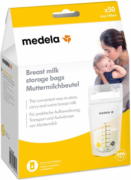 Medela Moedermelk Bewaarzakjes Moedermelkbewaarzakjes Medela zakjes - Gemakkelijke etiketteren - 180 ml - 50 stuks