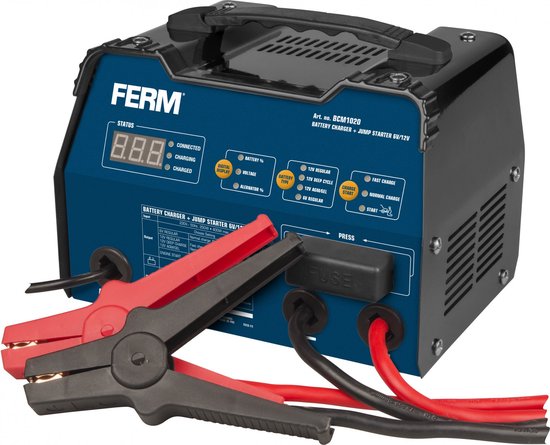 Geurloos Makkelijker maken last FERM Acculader/Jumpstarter - incl. impuls druppellading & starthulp -  6V/12V | bol.com